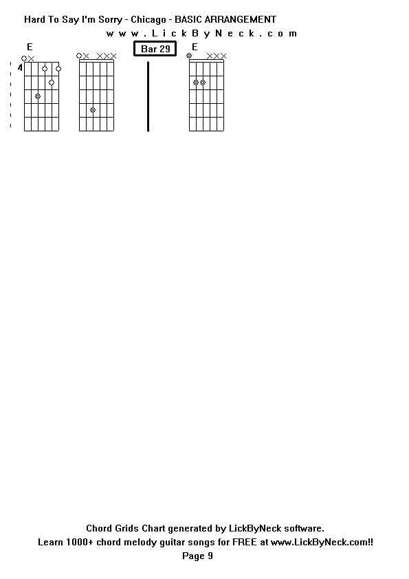 Chord Grids Chart of chord melody fingerstyle guitar song-Hard To Say I'm Sorry - Chicago - BASIC ARRANGEMENT,generated by LickByNeck software.